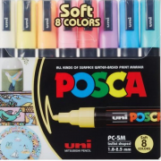 UNI POSCA Paintmarkers 5M Softcolors 8stk