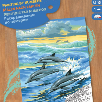 Sequin Art Mal efter tal bog Delfiner A4