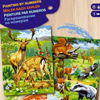 Sequin Art Mal efter tal bog Skovens Dyr 2 ark A4