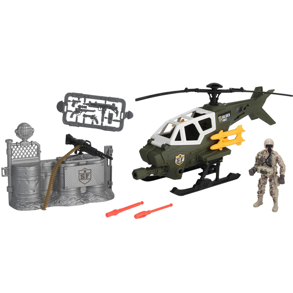 Diktat Udløbet En nat Legesæt med Helikopter og soldat fra Soldier Force - Militær legetøj.