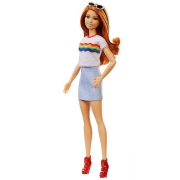 Barbie Fashionista Dukke med Regnbue T shirt
