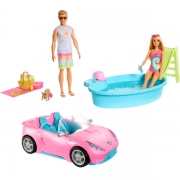 Barbie Sæt med Dukker Bil og Tilbehør