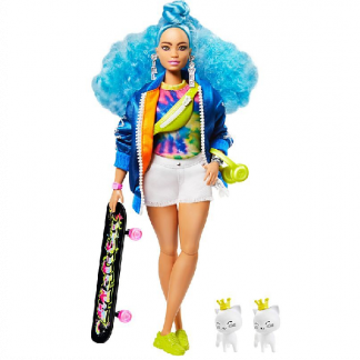 Barbie Dukke med Blue Curly Hair fra Extra Serien