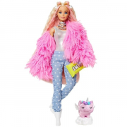 Barbie Dukke med Fluffy Pink Jacket fra Extra Serien