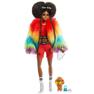 Barbie Dukke med Rainbow Coat fra Extra Serien