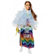 Barbie Ekstra Dukke med Tyl Jakke og Rainbow Kjole