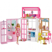 Barbie Hus med møbler tilbehør og dukke (HCD48)