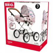 BRIO Kombi Dukkevogn med Dråbemønster og Pink