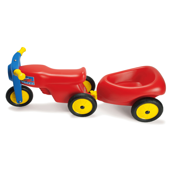 uld videnskabelig forbinde Klassiske rød Dantoy scooter med gummihjul og anhængertræk