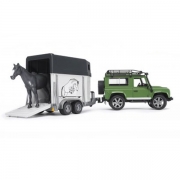 Bruder Land Rover Defender med hestetrailer