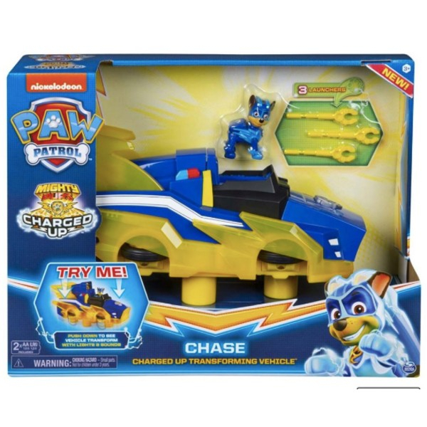 Patrol Chase figur og blå Charged up Deluxe Køretøj med lys lyd